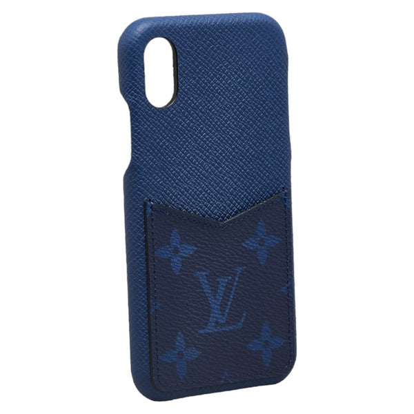 ルイ ヴィトン モノグラム タイガラマ iPhoneケース X/Xs M30273 ブルー レザー レディース LOUIS VUITTON 【中古】