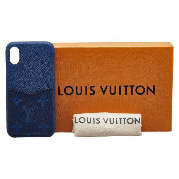ルイ ヴィトン モノグラム タイガラマ iPhoneケース X/Xs M30273 ブルー レザー レディース LOUIS VUITTON 【中古】