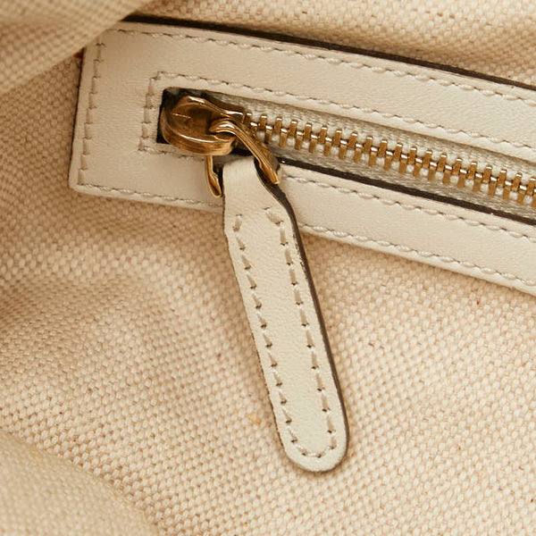 グッチ クラフト トートバッグ ハンドバッグ 269878 ベージュ ホワイト キャンバス レザー レディース GUCCI 【中古】