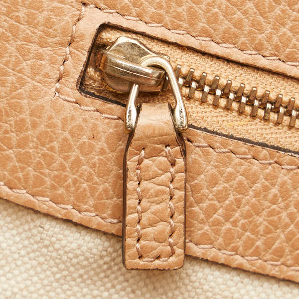 グッチ トートバッグ 354408 ベージュ ブラウン キャンバス レザー レディース GUCCI 【中古】