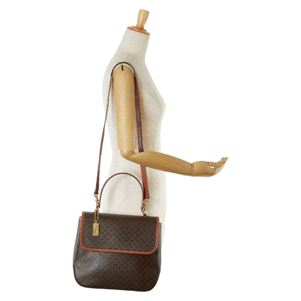 セリーヌ マカダム ハンドバッグ ショルダーバッグ 2WAY ブラウン PVC レザー レディース CELINE 【中古】