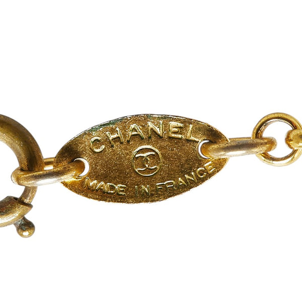 シャネル 大玉パール ラインストーン チェーン ネックレス ゴールド メッキ フェイクパール レディース CHANEL 【中古】