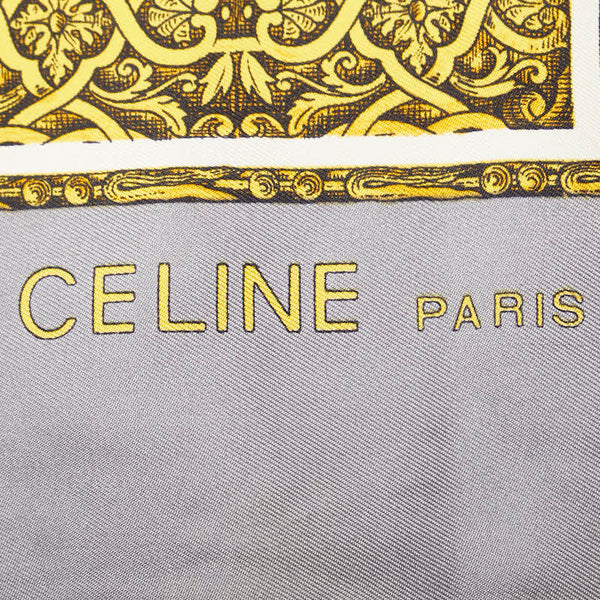 セリーヌ スカーフ グレー ピンク マルチカラー シルク レディース CELINE 【中古】