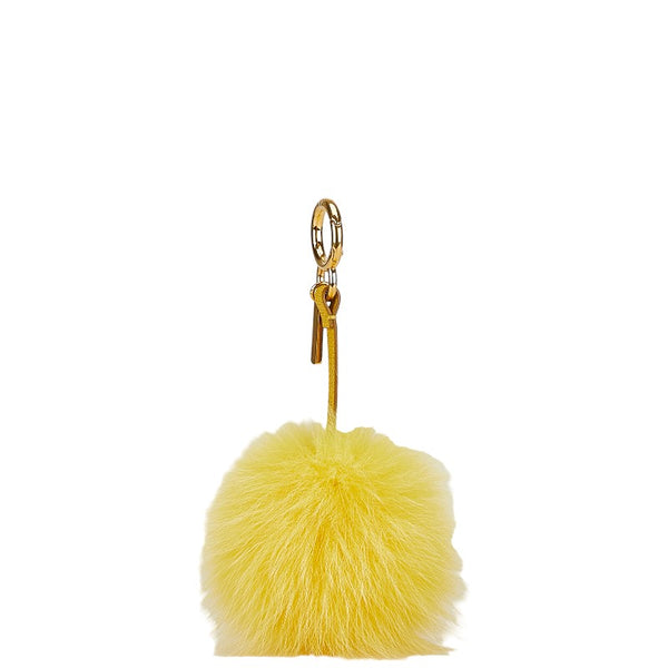 フェンディ ポンポンチャーム キーリング キーホルダー チャーム イエロー ファー レディース FENDI 【中古】