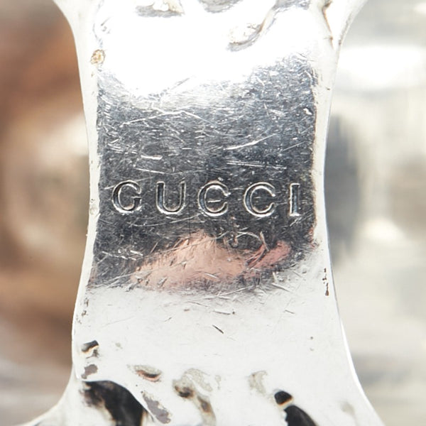 グッチ ライオンヘッド カラーストーン リング 指輪 #53 シルバー グリーン メタル レディース GUCCI 【中古】