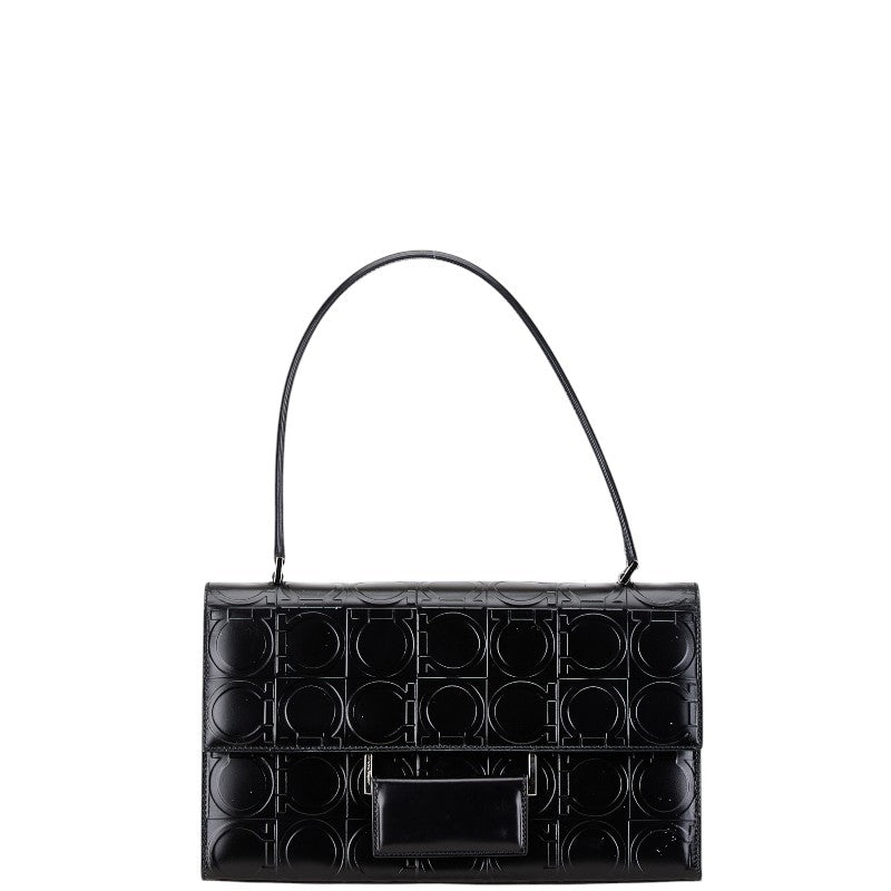 サルヴァトーレフェラガモ ガンチーニ ハンドバッグ ショルダーバッグ ブラック レザー レディース Salvatore Ferragamo 【中古】