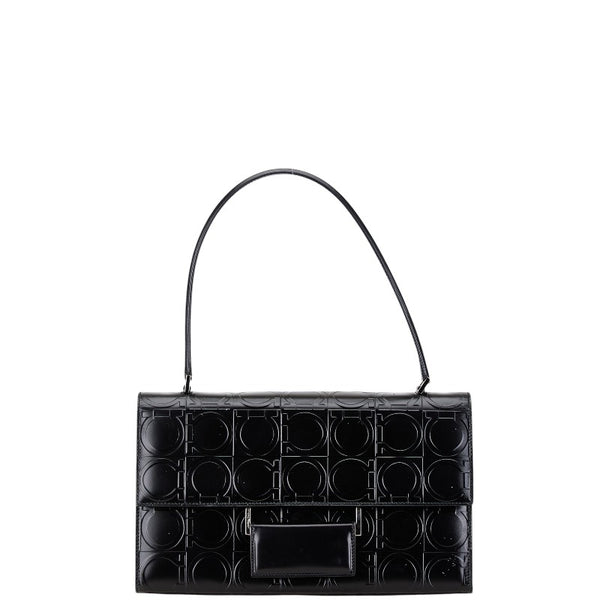 サルヴァトーレフェラガモ ガンチーニ ハンドバッグ ショルダーバッグ ブラック レザー レディース Salvatore Ferragamo 【中古】