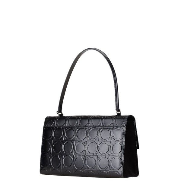 サルヴァトーレフェラガモ ガンチーニ ハンドバッグ ショルダーバッグ ブラック レザー レディース Salvatore Ferragamo 【中古】