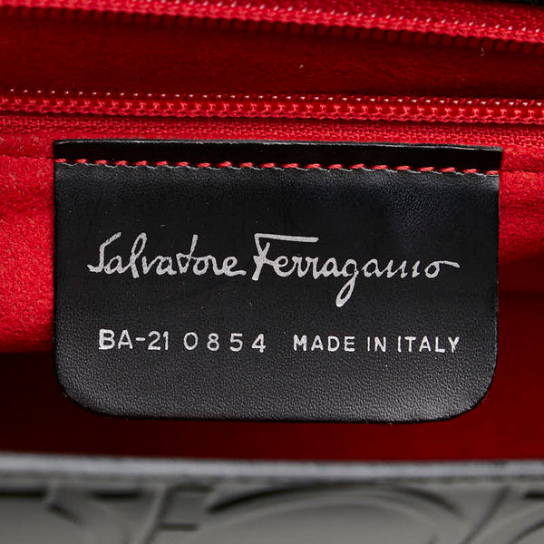 サルヴァトーレフェラガモ ガンチーニ ハンドバッグ ショルダーバッグ ブラック レザー レディース Salvatore Ferragamo 【中古】