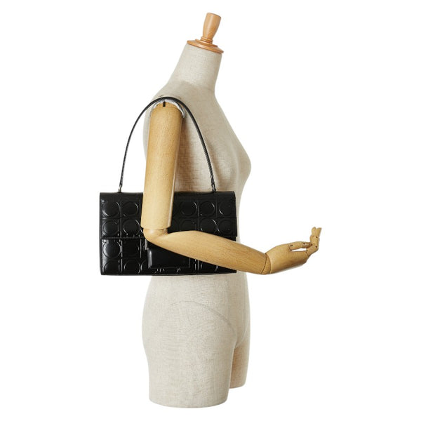 サルヴァトーレフェラガモ ガンチーニ ハンドバッグ ショルダーバッグ ブラック レザー レディース Salvatore Ferragamo 【中古】