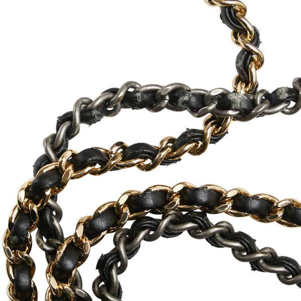 シャネル ガブリエル チェーン ショルダーバッグ ブラック フェルト レザー レディース CHANEL 【中古】
