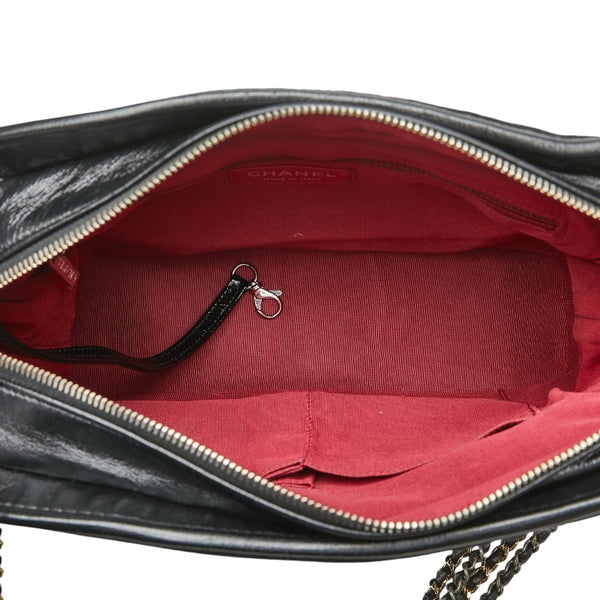 シャネル ガブリエル チェーン ショルダーバッグ ブラック フェルト レザー レディース CHANEL 【中古】