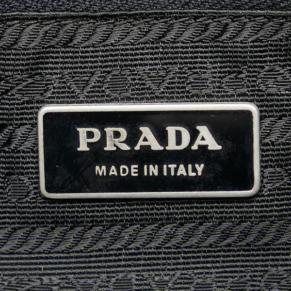 プラダ 三角ロゴプレート テスート ショルダーバッグ ブラック ナイロン レザー レディース PRADA 【中古】