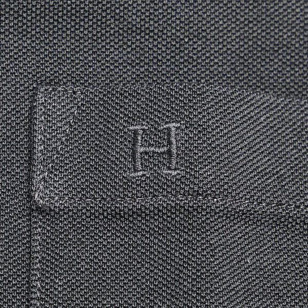 エルメス Hロゴ刺繍 半袖 ポロシャツ サイズ：L ブラック コットン メンズ HERMES 【中古】