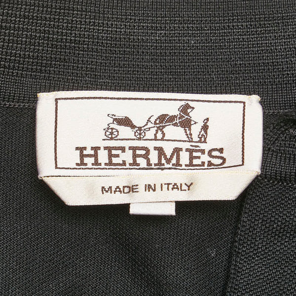 エルメス Hロゴ刺繍 半袖 ポロシャツ サイズ：L ブラック コットン メンズ HERMES 【中古】