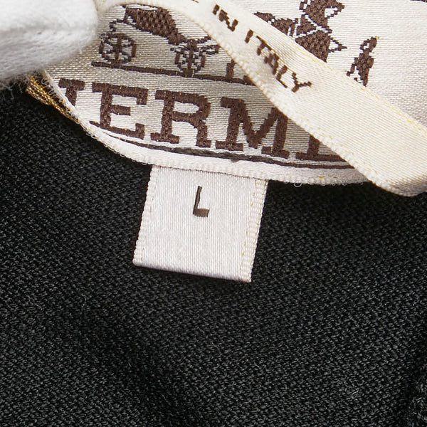 エルメス Hロゴ刺繍 半袖 ポロシャツ サイズ：L ブラック コットン メンズ HERMES 【中古】