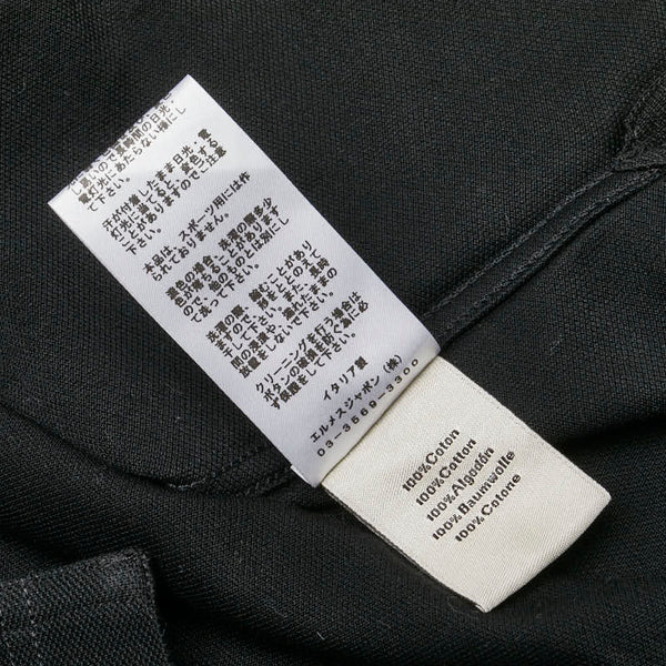 エルメス Hロゴ刺繍 半袖 ポロシャツ サイズ：L ブラック コットン メンズ HERMES 【中古】