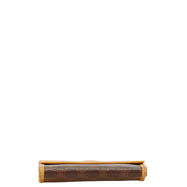 セリーヌ マカダム 二つ折り財布 イエロー ブラウン PVC レザー レディース CELINE 【中古】