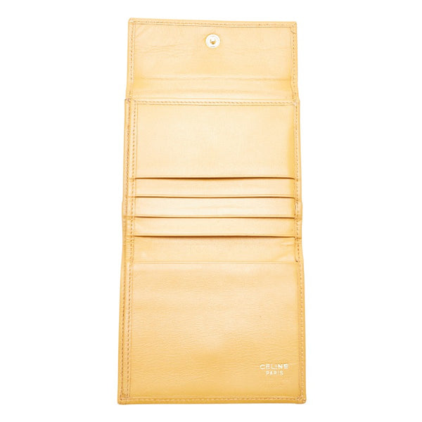 セリーヌ マカダム 二つ折り財布 イエロー ブラウン PVC レザー レディース CELINE 【中古】