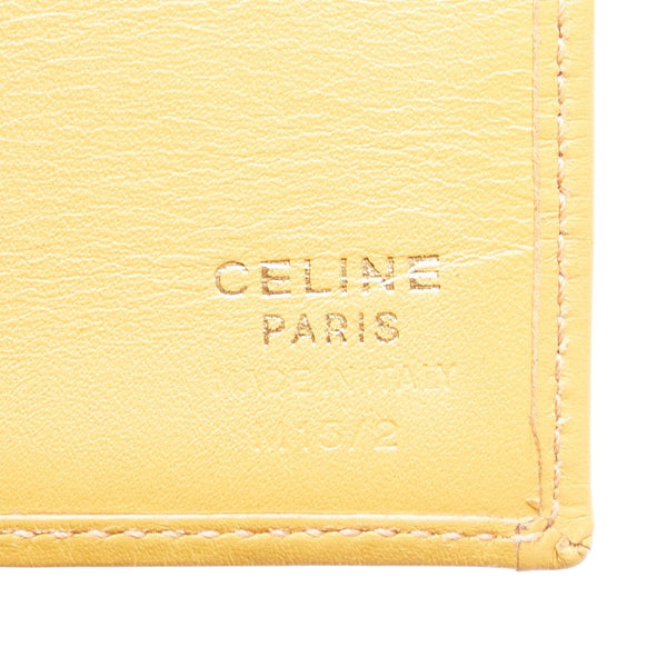 セリーヌ マカダム 二つ折り財布 イエロー ブラウン PVC レザー レディース CELINE 【中古】