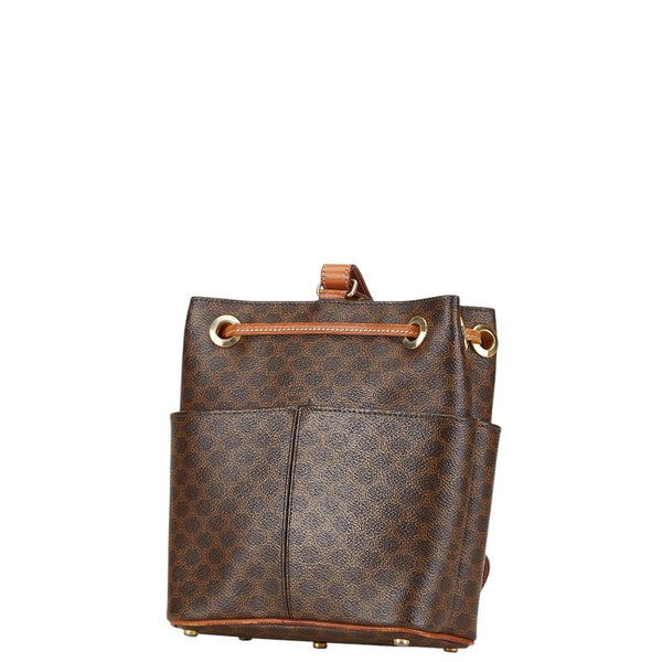 セリーヌ マカダム 巾着型 ショルダーバッグ ブラウン PVC レザー レディース CELINE 【中古】