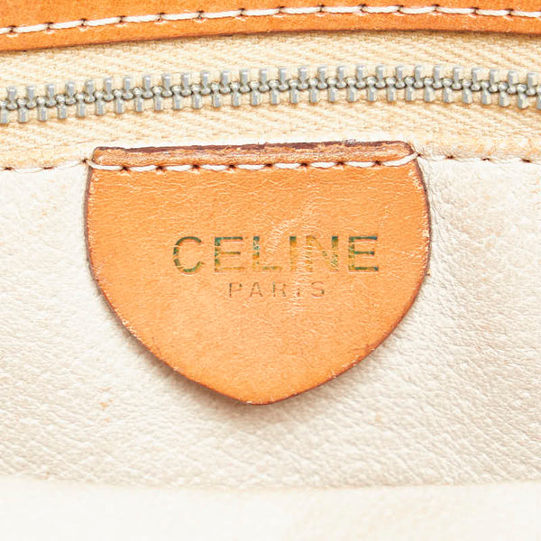 セリーヌ マカダム 巾着型 ショルダーバッグ ブラウン PVC レザー レディース CELINE 【中古】