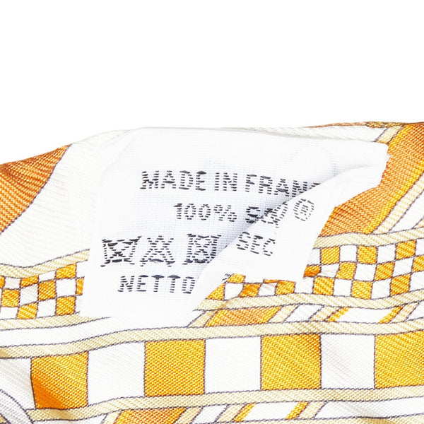 エルメス ツイリー BRIDES ET GRIS GRIS 馬勒とチャーム スカーフ キャラメル ホワイト ブロンズ シルク レディース HERMES 【中古】