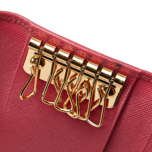 プラダ 6連 キーケース 1PG222 ピンク サフィアーノレザー レディース PRADA 【中古】