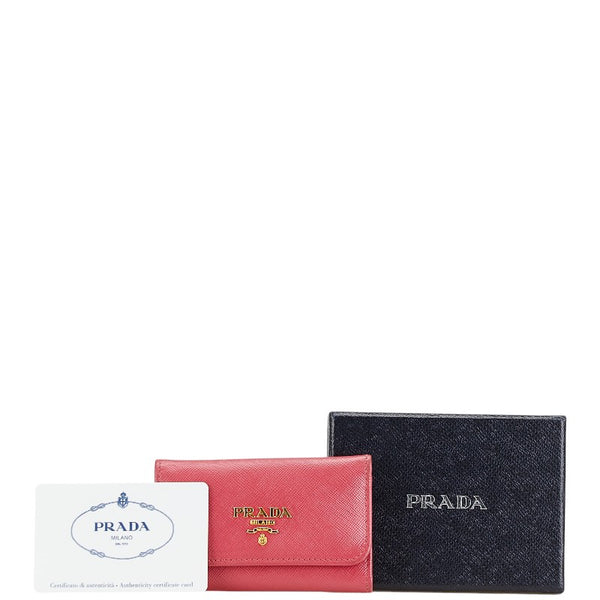 プラダ 6連 キーケース 1PG222 ピンク サフィアーノレザー レディース PRADA 【中古】