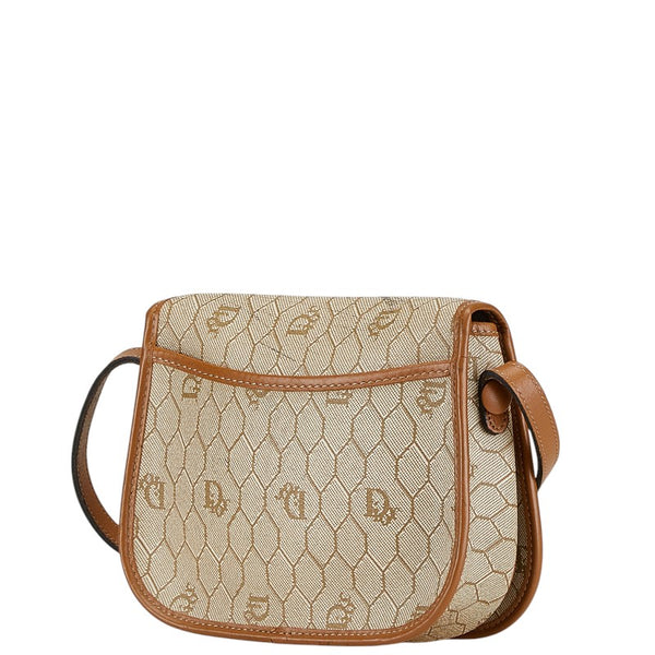 ディオール ハニカム ショルダーバッグ ベージュ ブラウン キャンバス レザー レディース Dior 【中古】