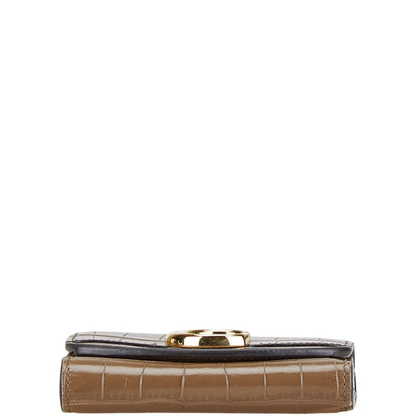 クロエ クロコ型押し 三つ折り財布 ブラウン レザー レディース Chloe 【中古】