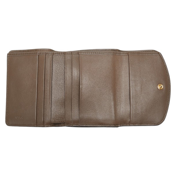 クロエ クロコ型押し 三つ折り財布 ブラウン レザー レディース Chloe 【中古】