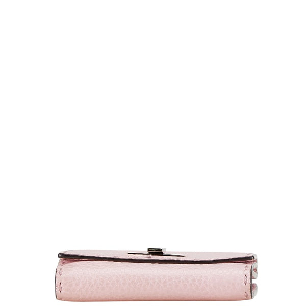 フェンディ セレリア ピーカブー 二つ折り財布 ピンク レザー レディース FENDI 【中古】