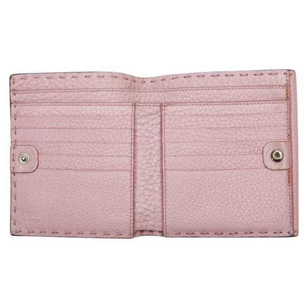 フェンディ セレリア ピーカブー 二つ折り財布 ピンク レザー レディース FENDI 【中古】