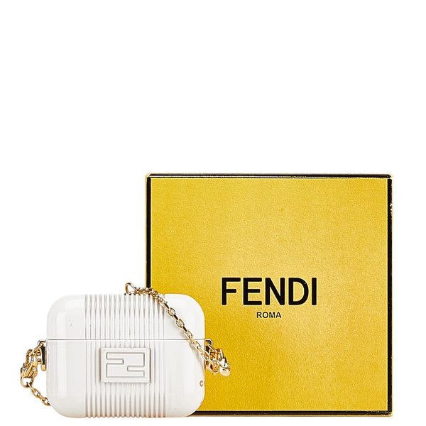 フェンディ AirPods Pro ケース イヤホンケース ホワイト ゴールド メッキ レディース FENDI 【中古】
