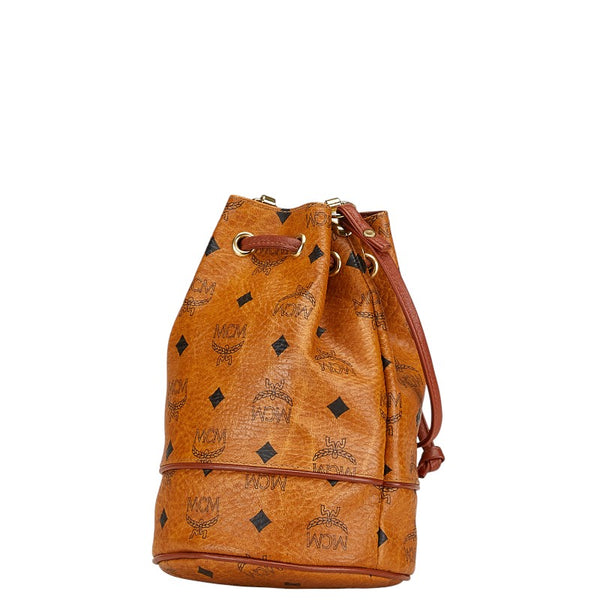 エム シー エム ロゴグラム ショルダーバッグ ブラウン レザー レディース MCM 【中古】