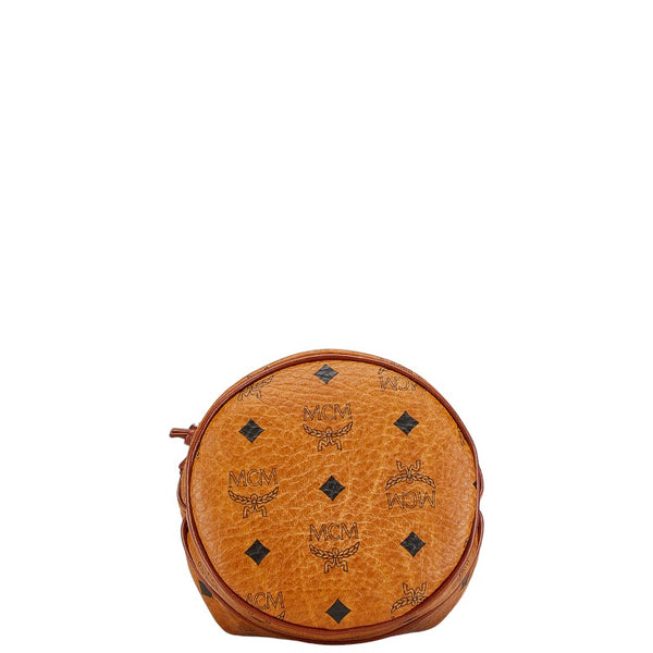 エム シー エム ロゴグラム ショルダーバッグ ブラウン レザー レディース MCM 【中古】