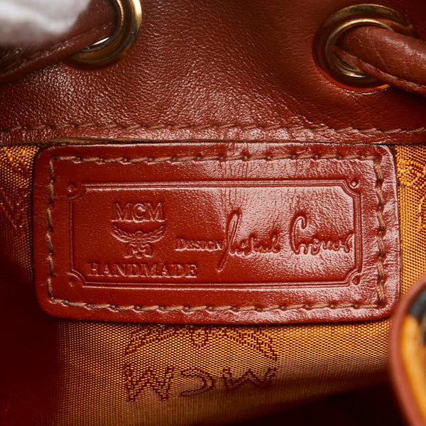 エム シー エム ロゴグラム ショルダーバッグ ブラウン レザー レディース MCM 【中古】