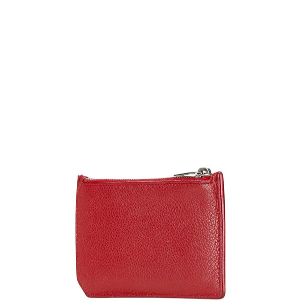 サンローラン カードケース レッド レザー レディース SAINT LAURENT 【中古】