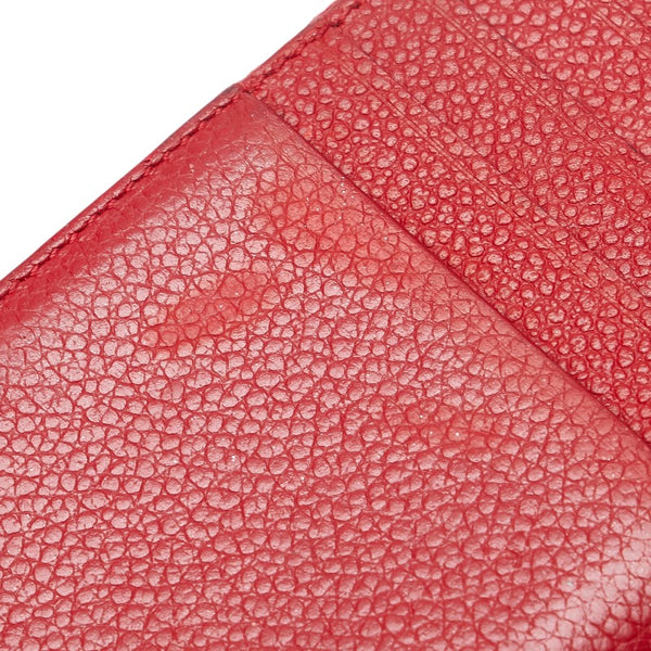 サンローラン カードケース レッド レザー レディース SAINT LAURENT 【中古】