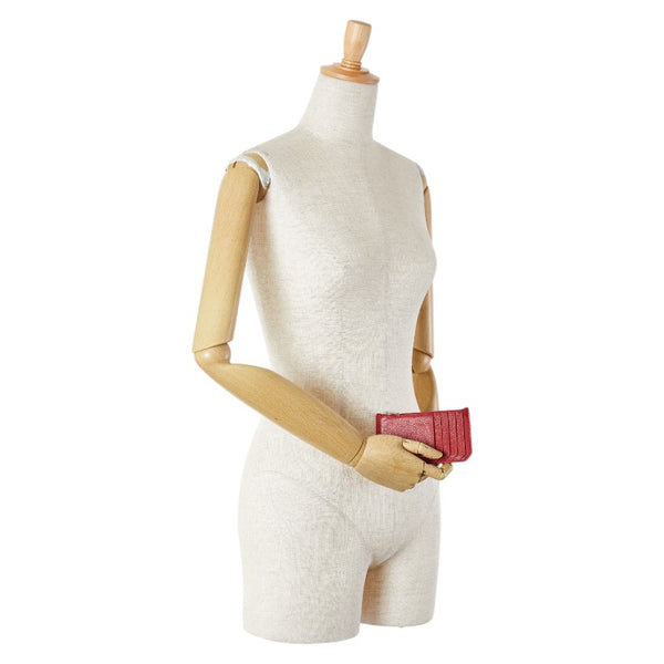 サンローラン カードケース レッド レザー レディース SAINT LAURENT 【中古】