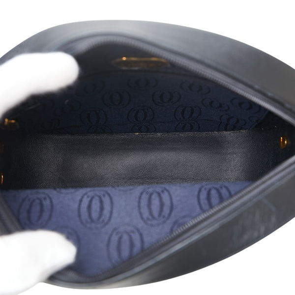 カルティエ サファイア ショルダーバッグ ブラック レザー レディース CARTIER 【中古】