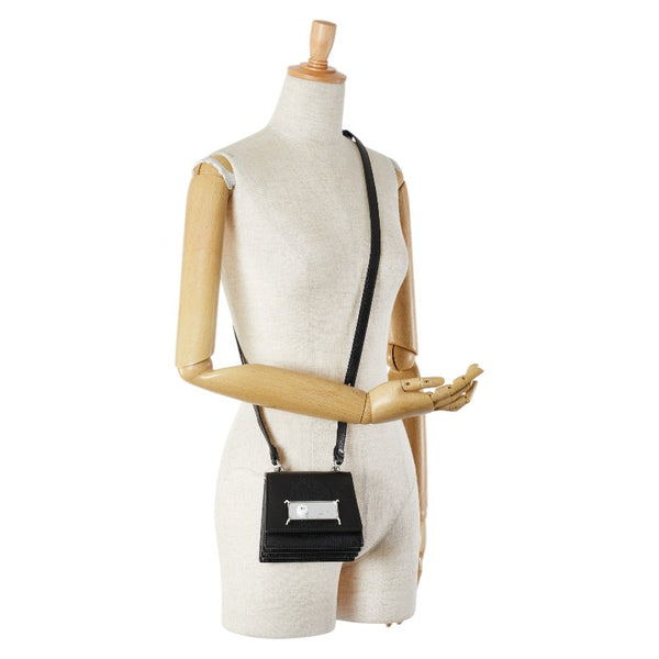 マルタンマルジェラ カレンダー ミニ ショルダーバッグ ブラック レザー レディース MARTIN MARGIELA 【中古】