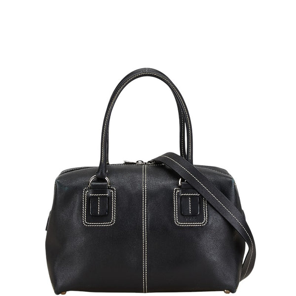 トッズ ショルダーバッグ ハンドバッグ ミニ ボストンバッグ 2WAY ブラック レザー レディース TOD’S 【中古】
