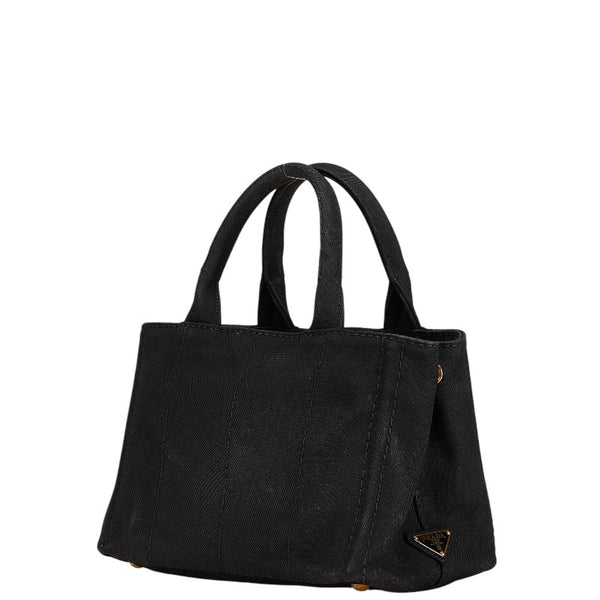 プラダ カナパ 三角ロゴプレート ハンドバッグ ショルダーバッグ 2WAY ブラック キャンバス レディース PRADA 【中古】
