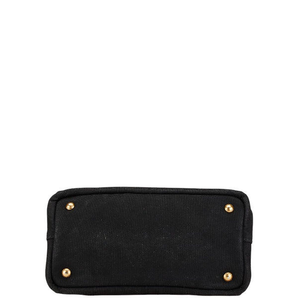 プラダ カナパ 三角ロゴプレート ハンドバッグ ショルダーバッグ 2WAY ブラック キャンバス レディース PRADA 【中古】