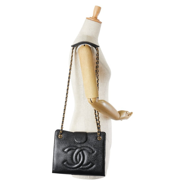 シャネル ココマーク チェーン ショルダーバッグ トートバッグ ブラック キャビアスキン レディース CHANEL 【中古】