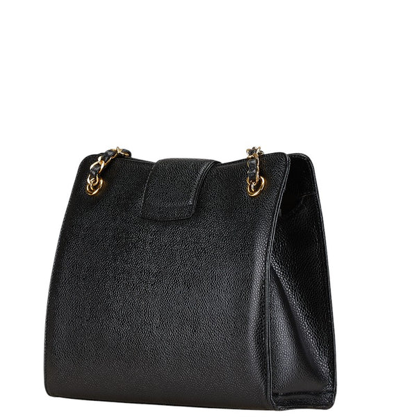 シャネル ココマーク チェーン ショルダーバッグ トートバッグ ブラック キャビアスキン レディース CHANEL 【中古】