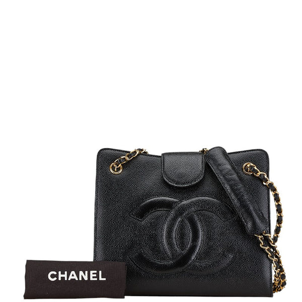 シャネル ココマーク チェーン ショルダーバッグ トートバッグ ブラック キャビアスキン レディース CHANEL 【中古】