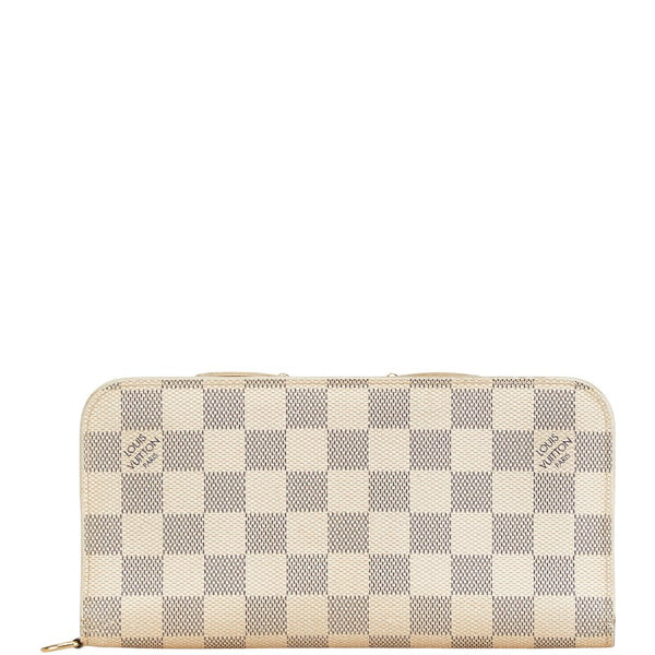 ルイ ヴィトン ダミエ アズール ポルトフォイユ アンソリット 長財布 N63072 ホワイト レザー レディース LOUIS VUITTON 【中古】